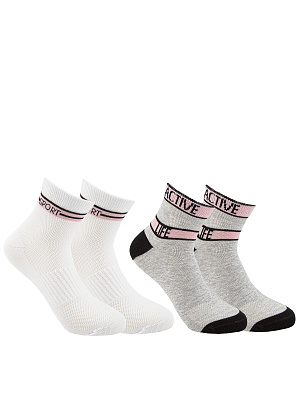 JKGAS10-WA Носки 29-38 (29-31/32-34/35-38) белый/серый двойка