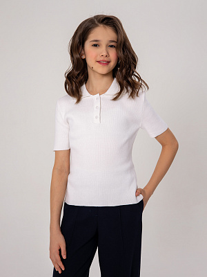 OJGCT01-00 Футболка-поло(белый) 128-164(128/134/140/146/152/158/164)