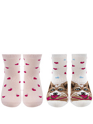 JKGAS09-WK Носки 23-34 (23-25/26-28/29-31/32-34) белый/розовый